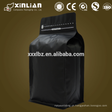 Personalizado impresso matte folha preta saco de café ziplock com válvula